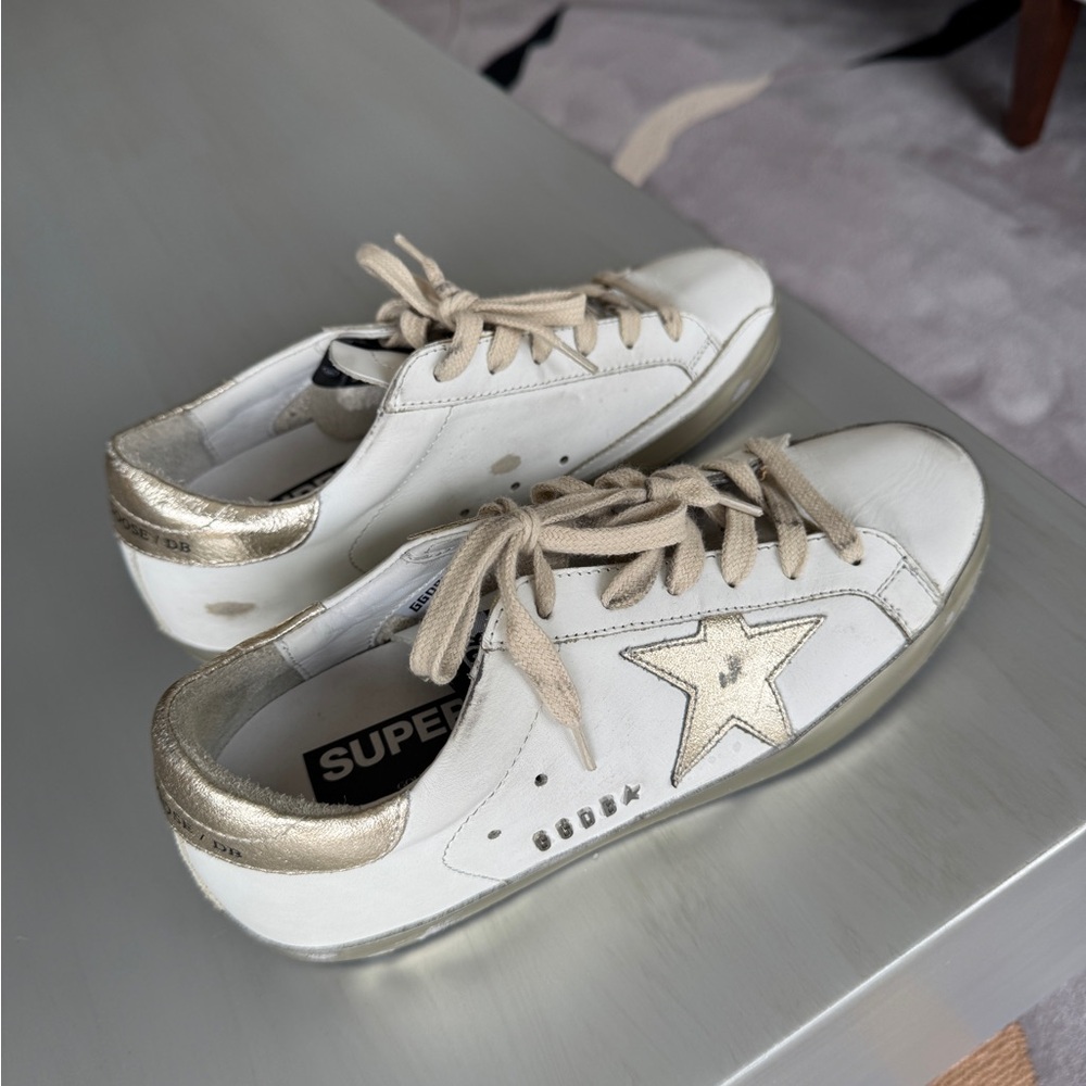 Golden Goose Super-Star White Gold Sparkle